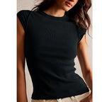 Women's black ribbed crop top for casual summer outfits