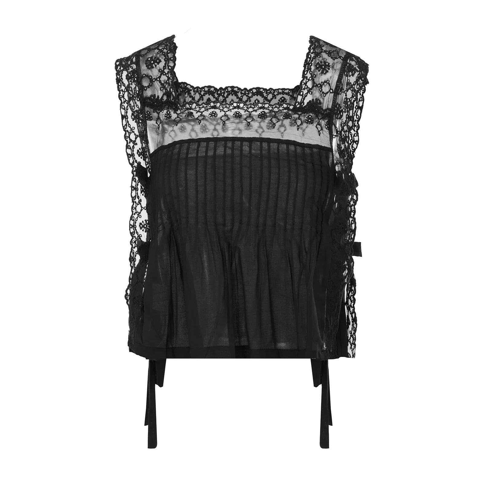 Women's black lace crop top, stylish for summer outings