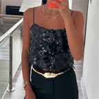 Women's black sequin crop top, perfect for night outings