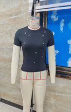 Women's black crop top, soft cotton, perfect for casual outings