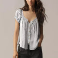 Women's light blue crop top in soft fabric, casual wear