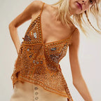 Women's embellished orange crop top, ideal for summer outings