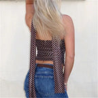 Brown polka dot crop top, stylish for summer outings