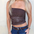 Brown polka dot crop top, stylish casual wear for summer