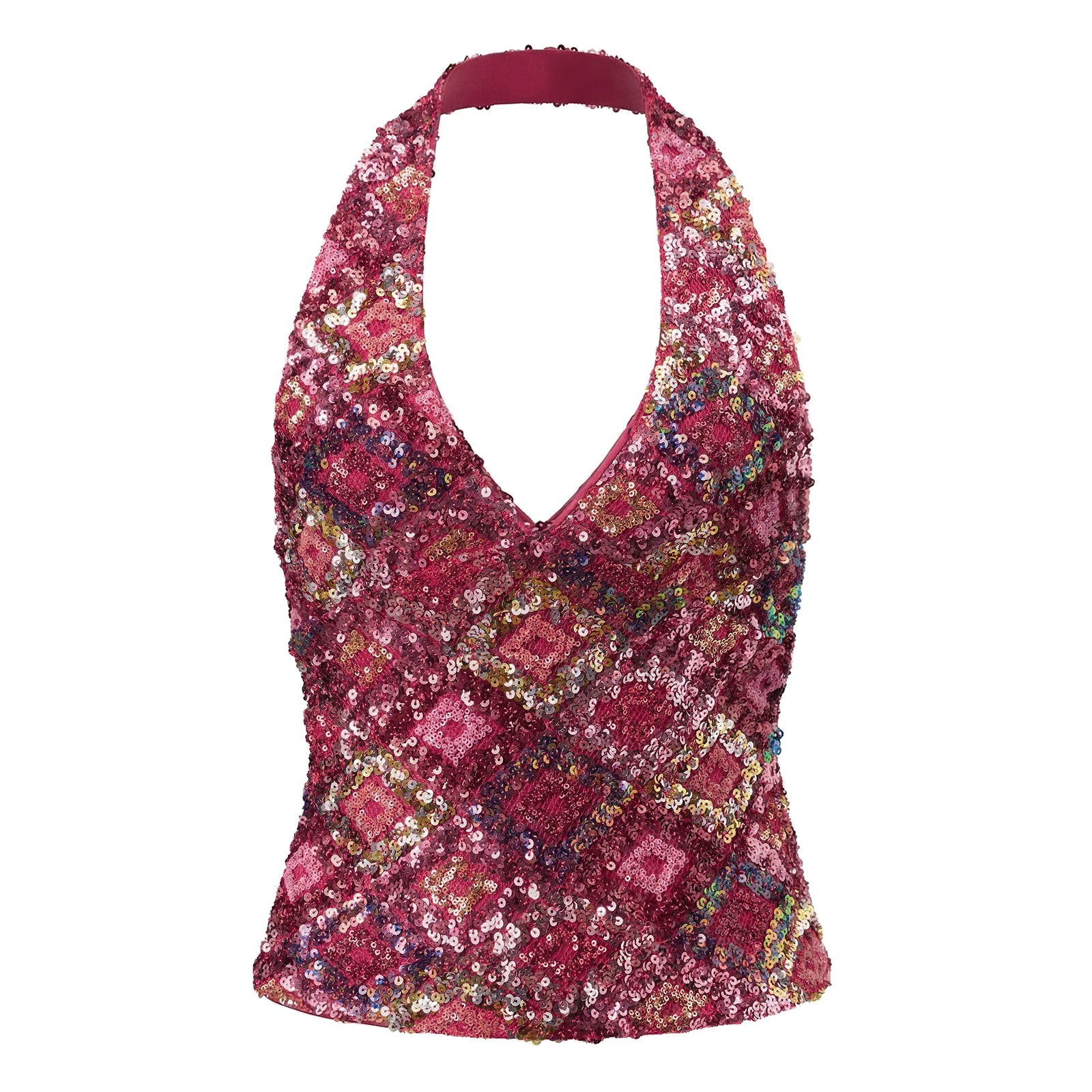 Women's sequined crop top in burgundy for festive occasions