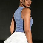 Women's denim crop top for casual summer outings