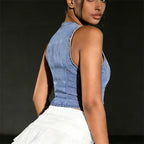 Women's denim crop top for casual summer outings