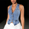 Women's denim crop top, stylish vest, perfect for casual outings