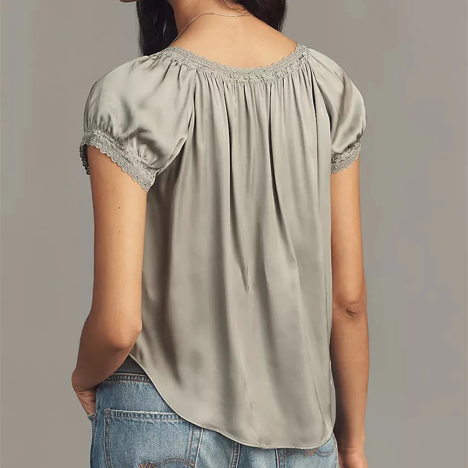 Women's gray crop top, lightweight fabric, perfect for casual outings