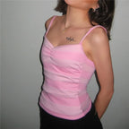 Women's pink cotton crop top, perfect for casual summer outings