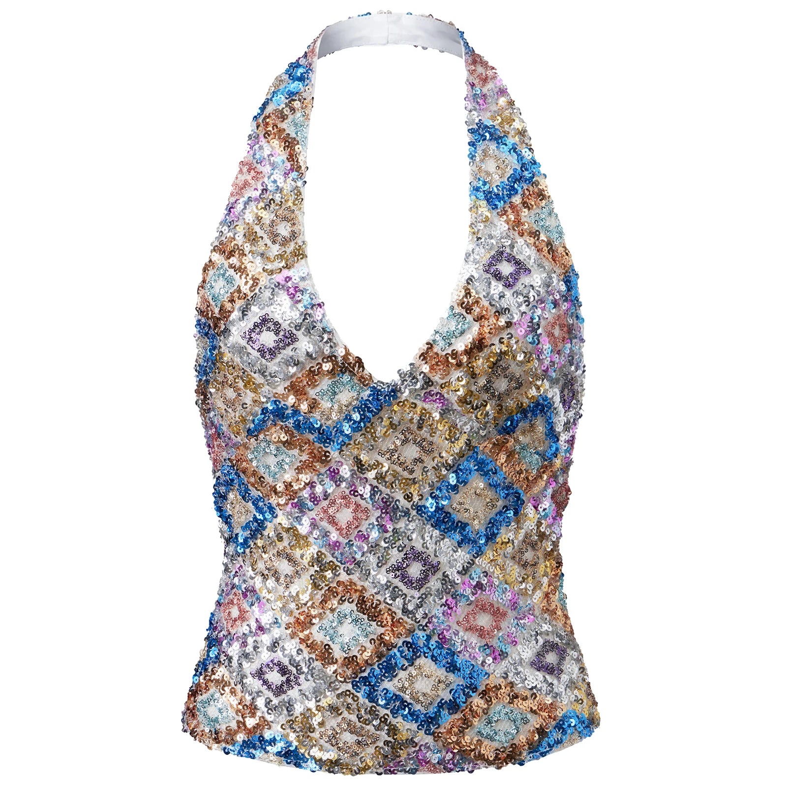 Colorful sequin crop top, perfect for summer parties