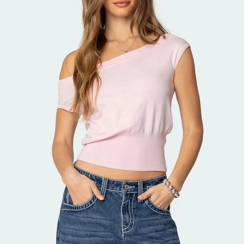 Women's pink crop top, comfortable cotton, casual wear