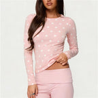 Women's pink polka dot crop top in soft stretchy fabric