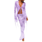 Women's lavender crop top and skirt set, perfect for summer outings