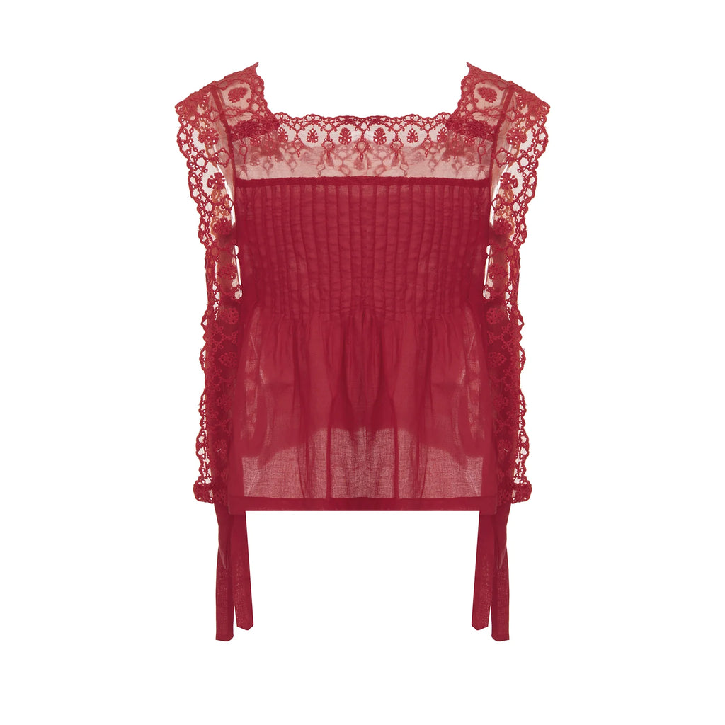 Women's red lace crop top, lightweight for summer outings