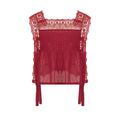 Women's red lace crop top, lightweight for summer outings