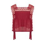 Women's red lace crop top, lightweight for summer outings