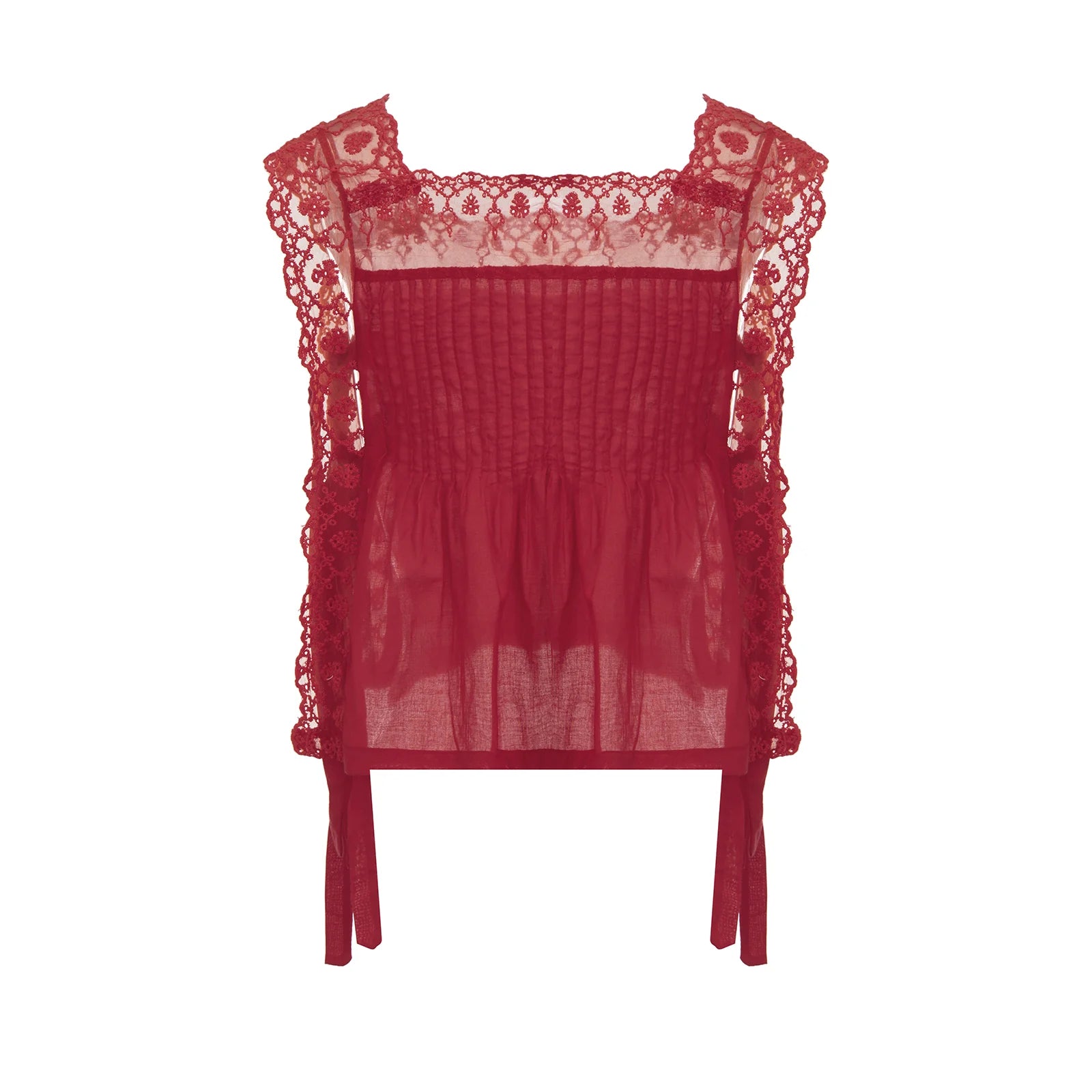 Women's red lace crop top, lightweight for summer outings
