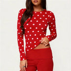 Red polka dot crop top for women, perfect for casual outings