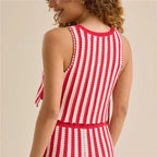 Women's red striped crop top, ideal for casual summer outings