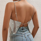 Women's silver sparkly crop top, perfect for evening parties