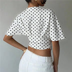 Women's polka dot crop top, stylish cotton fabric for casual wear