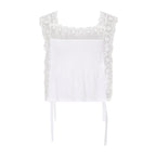 Women's white crop top with lace detailing, perfect for summer outings