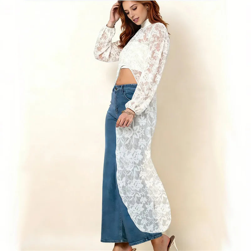 Women's white lace crop top, perfect for a stylish summer outfit