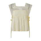 Women's yellow crop top with lace detail, perfect for summer outings