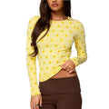 Yellow polka dot crop top, lightweight fabric, perfect for casual outings
