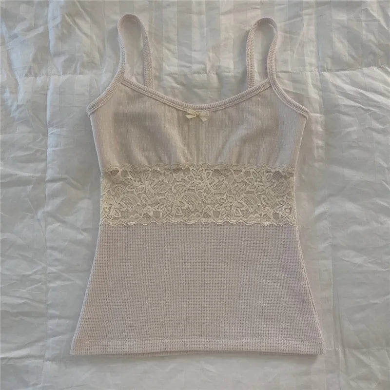 Women's lace-trimmed crop tops, lightweight cotton for casual wear