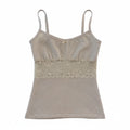 Women's lace-trimmed crop tops, lightweight cotton for casual wear