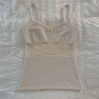 Women's lace-trimmed crop tops, lightweight cotton for casual wear