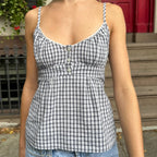 Women's checkered crop tops, lightweight cotton for summer outings