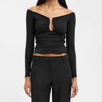 Women's black crop tops, stretchy material, perfect for casual outings