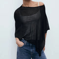 Black lightweight crop top, stylish cover-up for casual wear