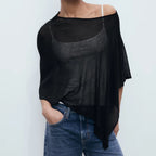 Black lightweight crop top, stylish cover-up for casual wear