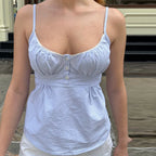 Women's blue striped crop tops, lightweight cotton, casual summer wear