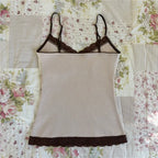 Women's brown lace crop tops, lightweight for casual summer wear