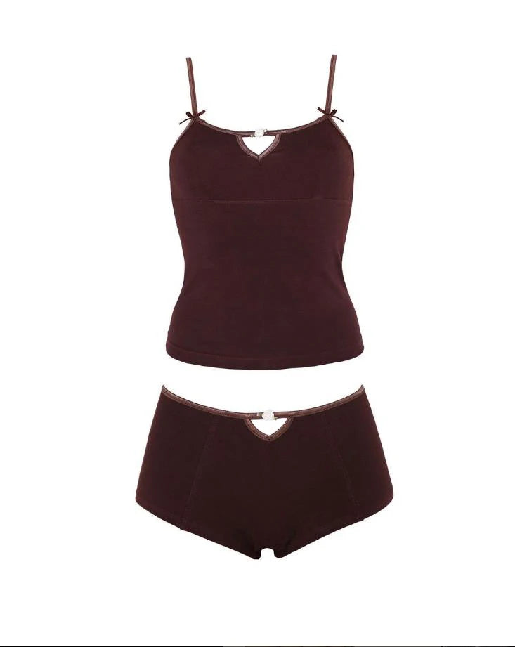 Women's burgundy crop tops and shorts set, soft and comfortable for lounging