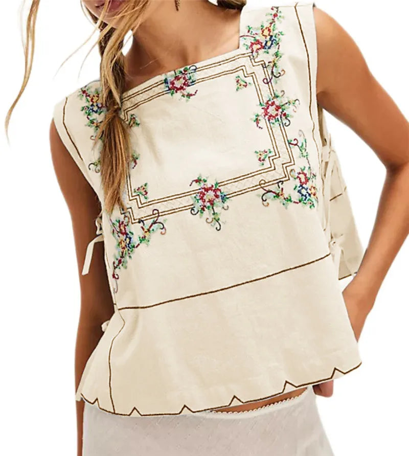 Women's embroidered white crop tops, perfect for casual outings