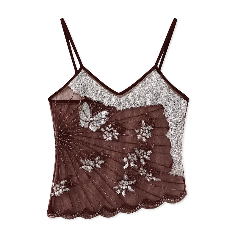 Women's brown lace crop tops, perfect for summer outings