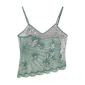 Women's green embellished crop tops with butterfly details for summer outings
