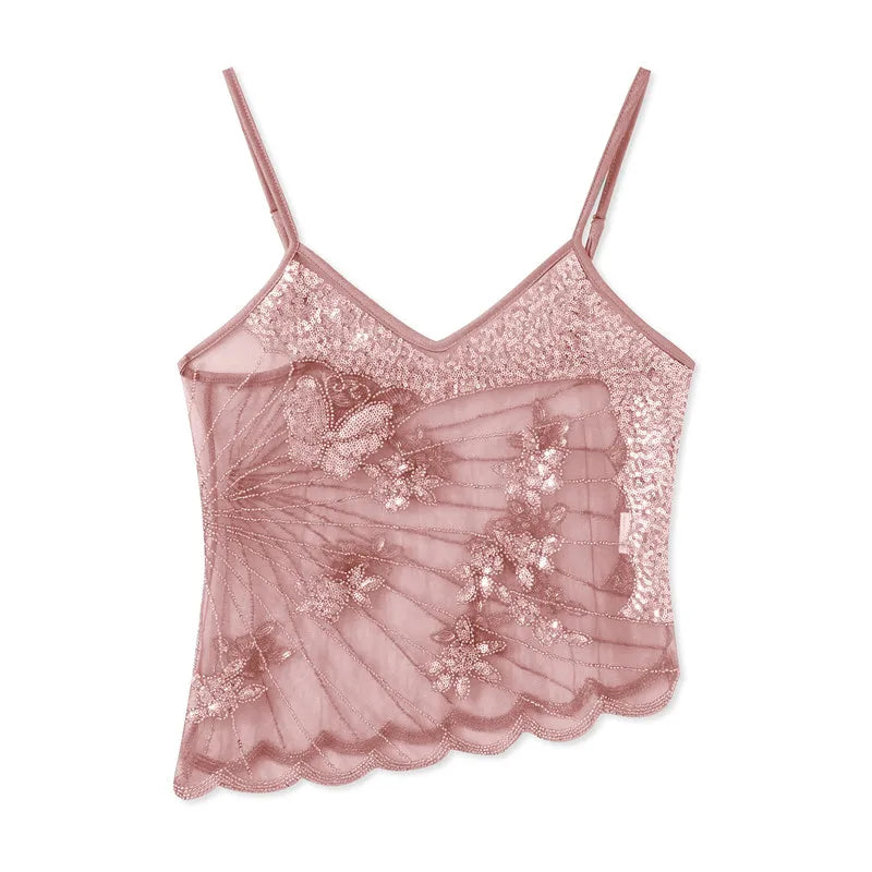 Women's pink lace crop tops, lightweight, perfect for summer outings
