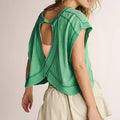 Women's green crop tops, lightweight fabric, perfect for summer outings