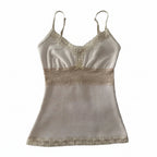 Women's lace-trimmed crop tops, light beige, perfect for summer outings