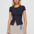 Women's navy crop tops made of soft cotton for casual wear