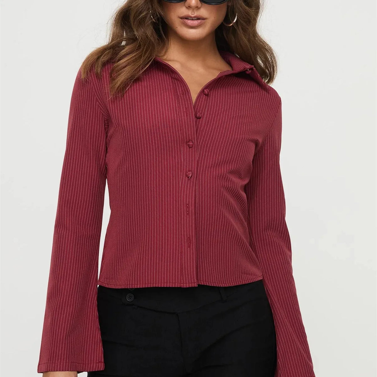 Women's ribbed maroon crop top, perfect for casual outings