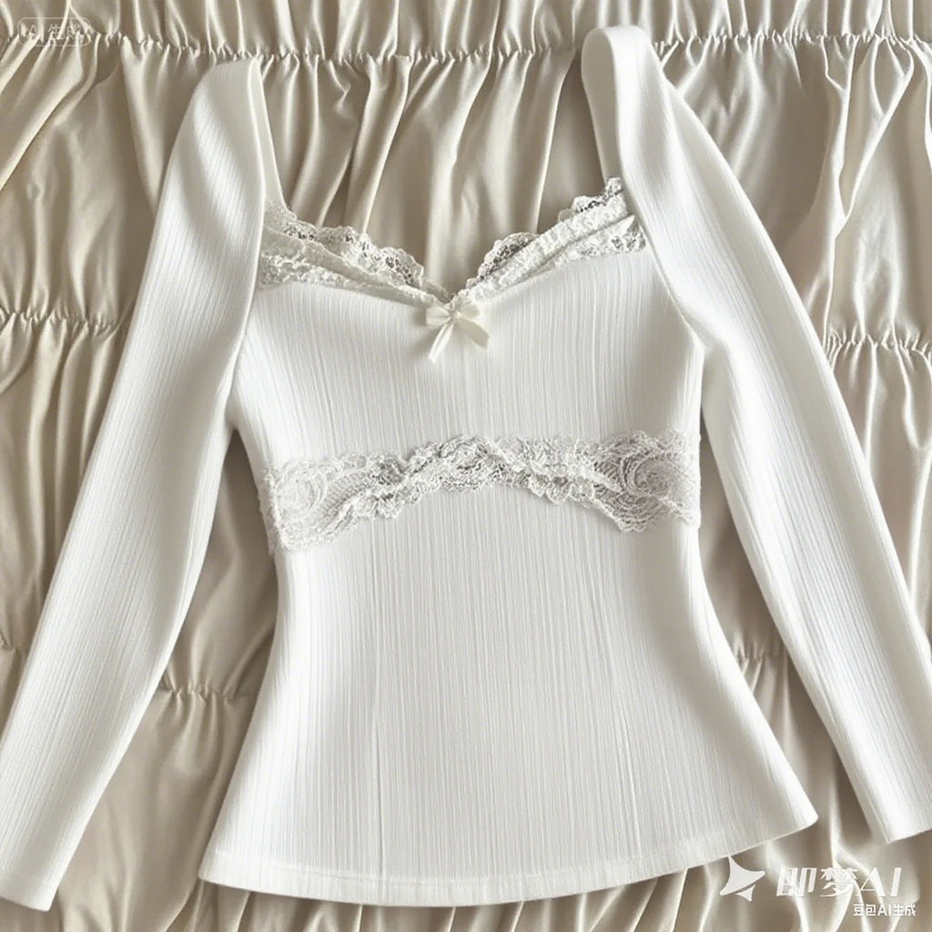Women's white crop tops with lace detail for casual outings