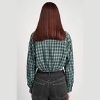 Cropped Button Up Shirt With Elastic Waistband - VacationGrabs